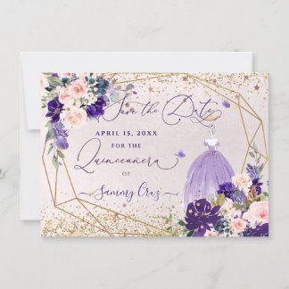 PixDezines Quinceanera Dusty Purple Dress Invitation