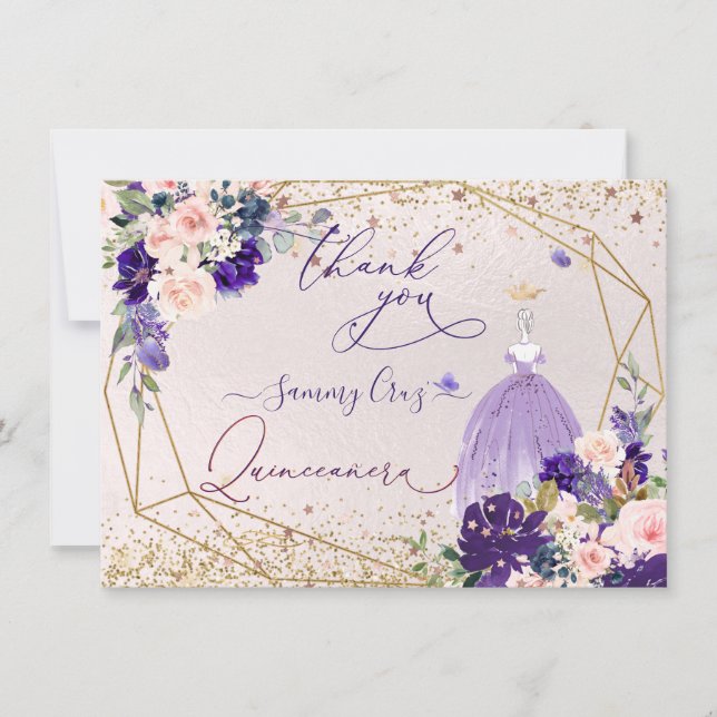 PixDezines Quinceanera Dusty Purple Dress Invitation (Front)