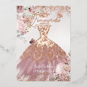 PixDezines Quinceanera Dusty Rose Gold Gown