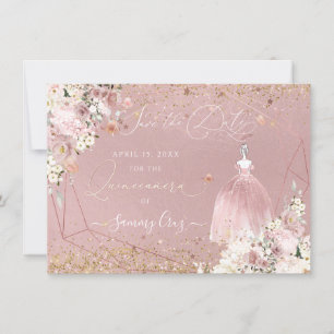 PixDezines Quinceanera Rose Gold Save the Date Invitation
