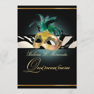 PixDezines Quincenera/teal Zebra/DIY colour!! Invitation