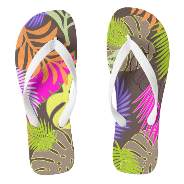 PixDezines rainforest/DIY background colour Flip Flops (Footbed)