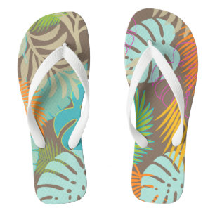 PixDezines rainforest/DIY background colour Flip Flops