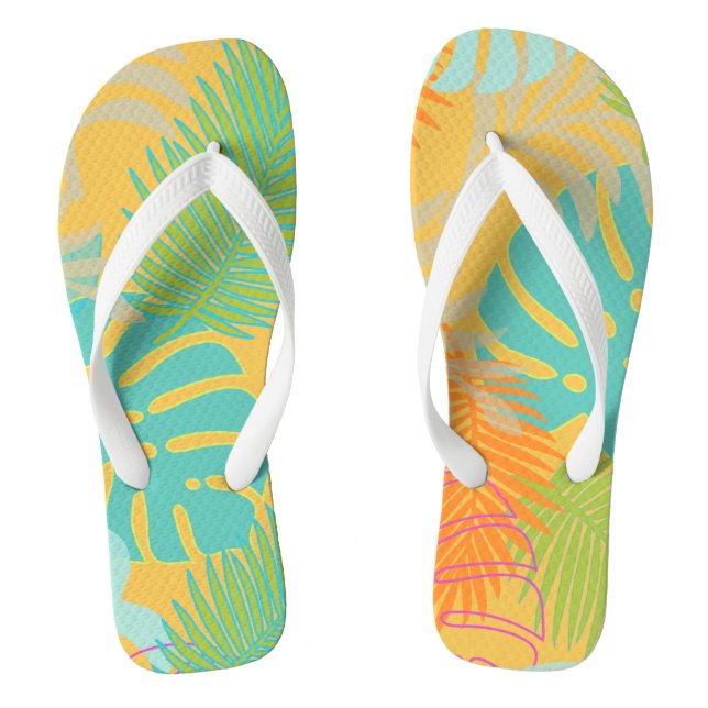 PixDezines rainforest/DIY background colour Flip Flops (Footbed)