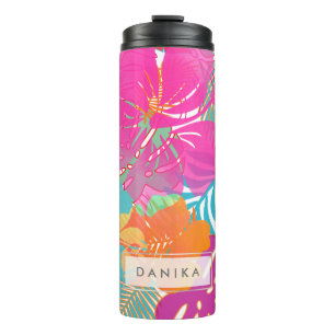PixDezines Rainforest/Hibiscus/Orange/Yellow/Blue Thermal Tumbler