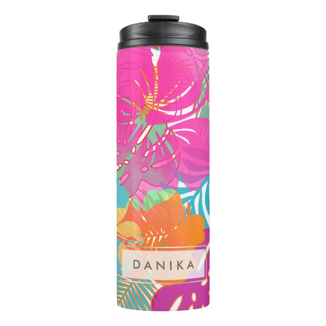 PixDezines Rainforest/Hibiscus/Orange/Yellow/Blue Thermal Tumbler (Front)