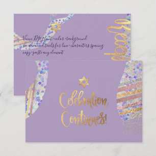 PixDezines Reception Mitzvah/purple watercolor Invitation