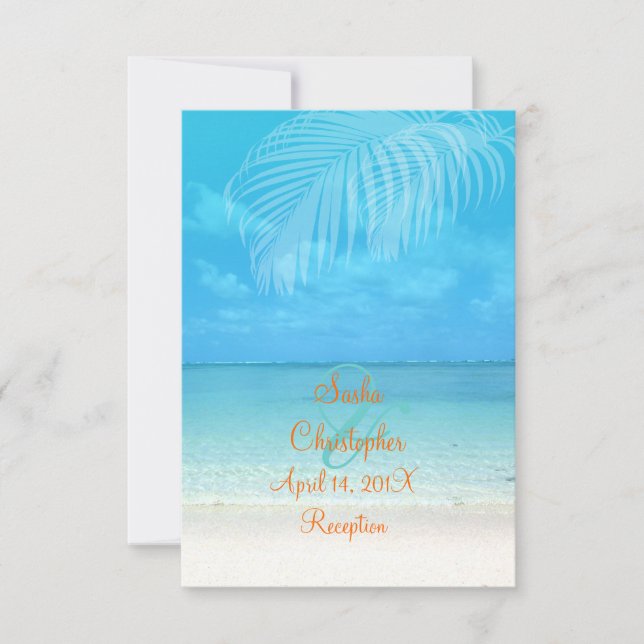 PixDezines reception/rsvp tropical beach RSVP Card (Front)