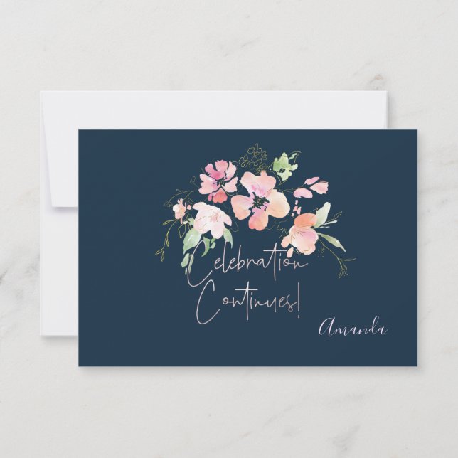 PixDezines Reception Watercolor Flowers Mitzvah ✡ RSVP Card (Front)