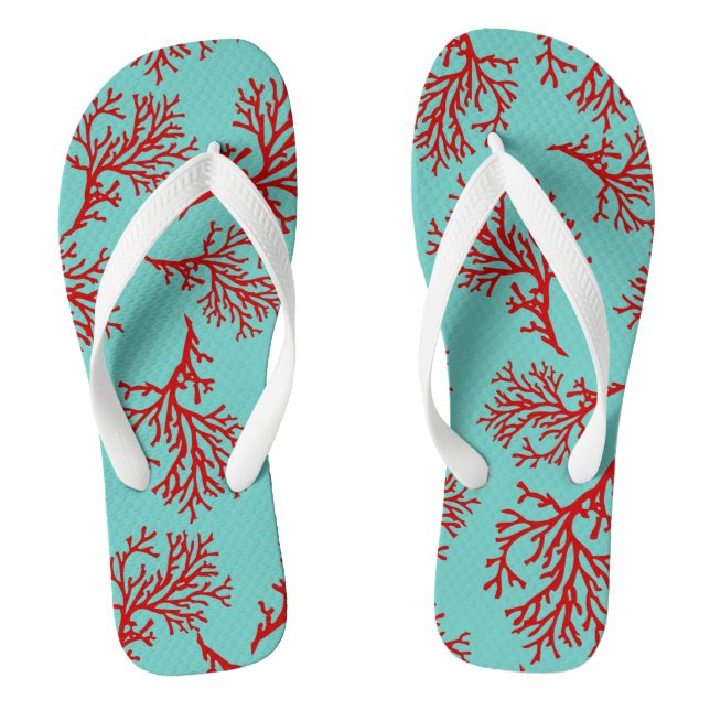 PixDezines red corals/DIY colours Flip Flops (Footbed)