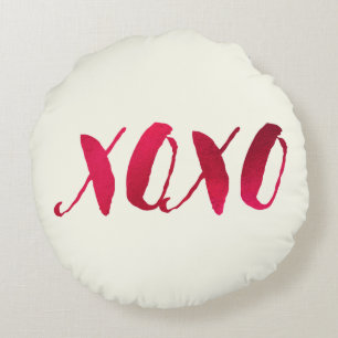 PixDezines Red/Gold/Hearts/DIY background Round Pillow