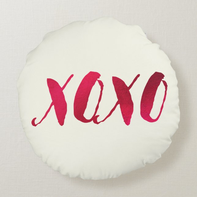 PixDezines Red/Gold/Hearts/DIY background Round Pillow (Back)
