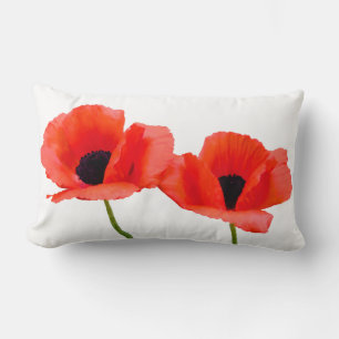 PixDezines red poppies/DIY background colours Lumbar Pillow