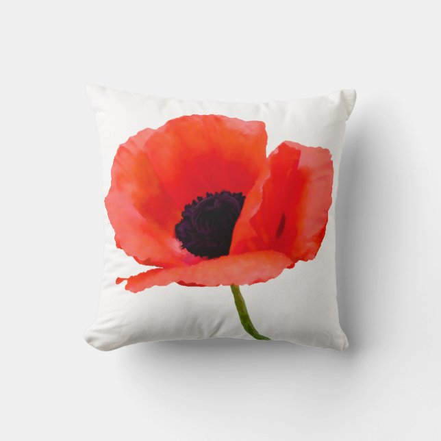 PixDezines red poppies/DIY background colours Throw Pillow (Front)