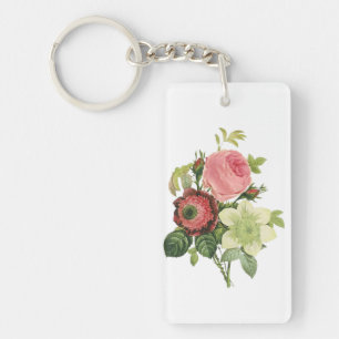 PixDezines redoute clementine, anemone Keychain
