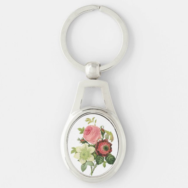 PixDezines redoute clementine, anemone Keychain (Front)