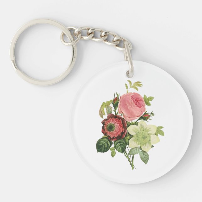 PixDezines redoute clementine, anemone Keychain (Front)
