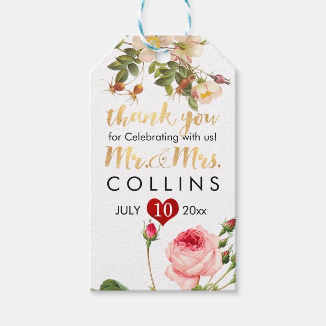 PixDezines Redoute Vintage Roses Gift Tags (Front)