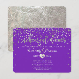 PixDezines Rehearsal Dinner/Faux Silver Confetti Invitation