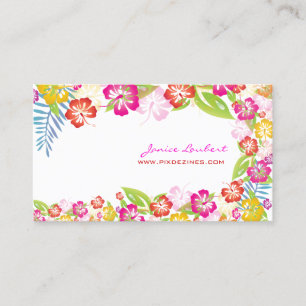 PixDezines retro bold tropical flowers/gold stock Business Card