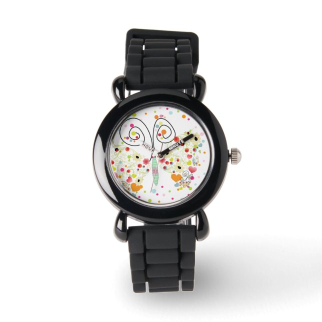 PixDezines retro butterflies Watch (Front)