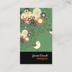 PixDezines RETRO CHICKS+SPIRALS/DIY colours! Business Card