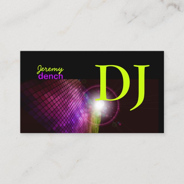 PixDezines Retro DJ+disco tiles Business Card (Front)