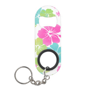 PixDezines retro hibiscus Keychain Bottle Opener