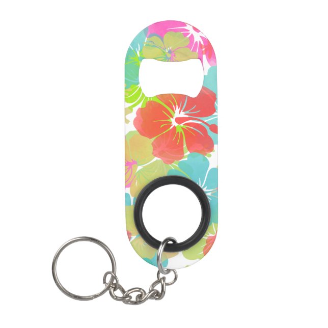 PixDezines retro hibiscus Mini Bottle Opener (Front)