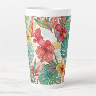 PixDezines Retro Hyper H2 Hawaii Floral Foliage Latte Mug