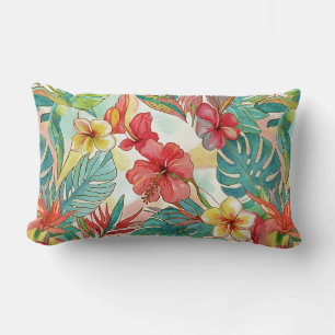 PixDezines Retro Hyper H2 Hawaii Floral Foliage Lumbar Pillow