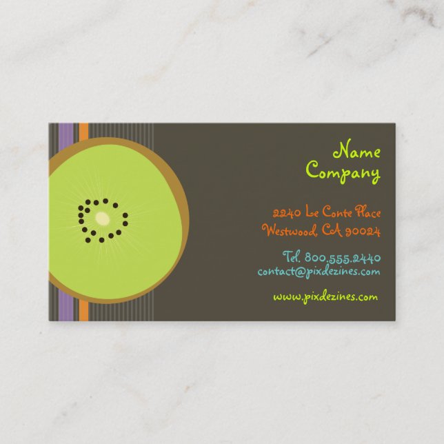 PixDezines retro kiwi/diy background colour Business Card (Front)