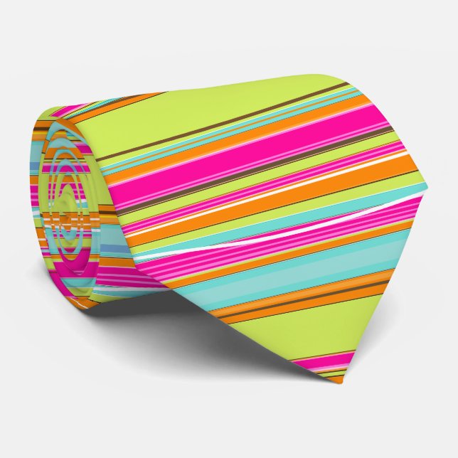 PixDezines retro neon adjustable stripes Tie (Rolled)