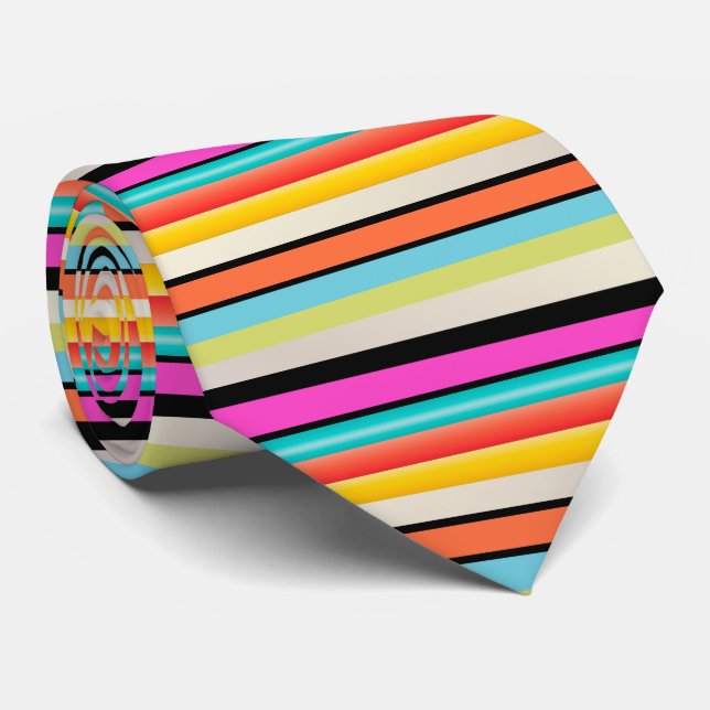 PixDezines retro neon adjustable stripes Tie (Rolled)