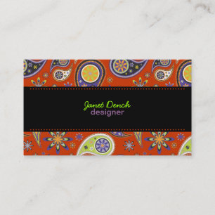 PixDezines Retro Paisley, custom colour Business Card