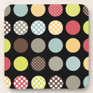 PixDezines Retro Polka Dots/DIY background colour Coaster