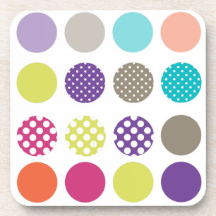 PixDezines Retro Polka Dots/DIY background colour Coaster