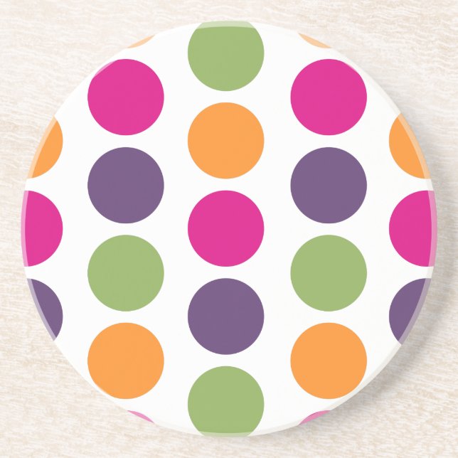PixDezines Retro Polka Dots/DIY background colour! Coaster (Front)