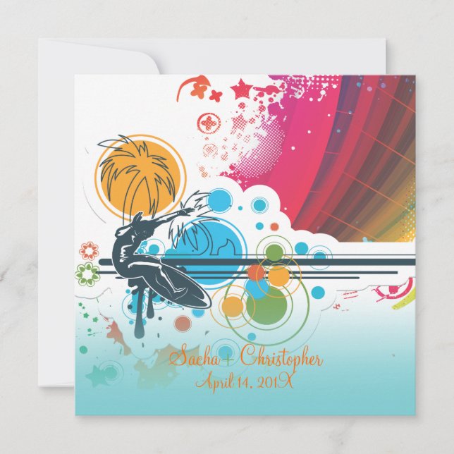 PixDezines Retro Surfers, destination events Invitation (Front)