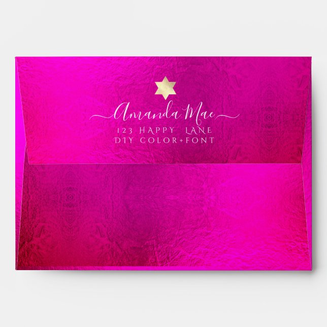 PixDezines Return Address, Hot+Flashy Pink Envelope (Back (Top Flap))