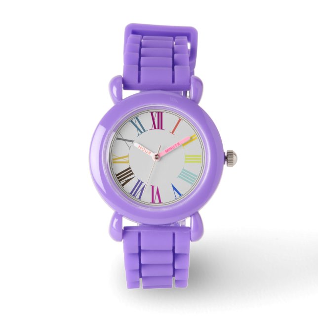 PixDezines roman numeros/diy background colour Watch (Front)
