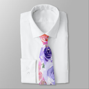 PixDezines Rose d'été violet Cravate