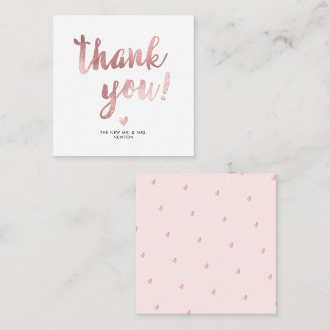 PixDezines Rose Gold Brush Script Thank You Card (Front/Back)