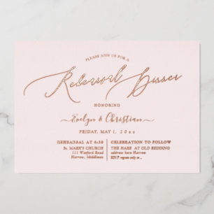 PixDezines Rose Gold Calligraphy Rehearsal Dinner 