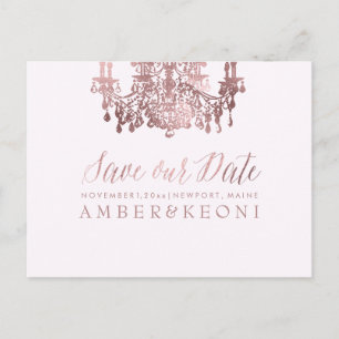 PixDezines Rose Gold Chadelier/Photo/Save our Date Announcement Postcard