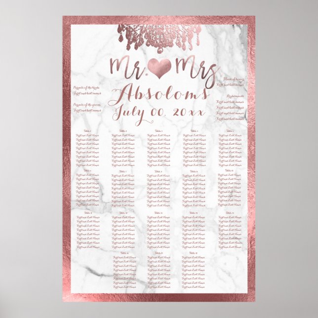 PixDezines Rose Gold Chandelier/Heart/Marble Poster (Front)