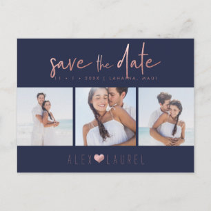 PixDezines Rose Gold Chic Script Save the Date Postcard