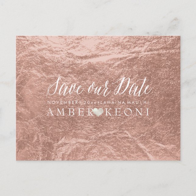 PixDezines Rose Gold/Faux Foil/Save Date Announcement Postcard (Front)