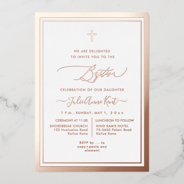 PixDezines Rose Gold Foil Baptism (Front)