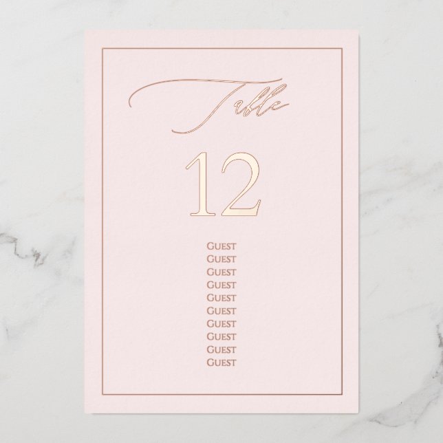 PixDezines Rose Gold Foil Luxe Calligraphy Table# (Front)